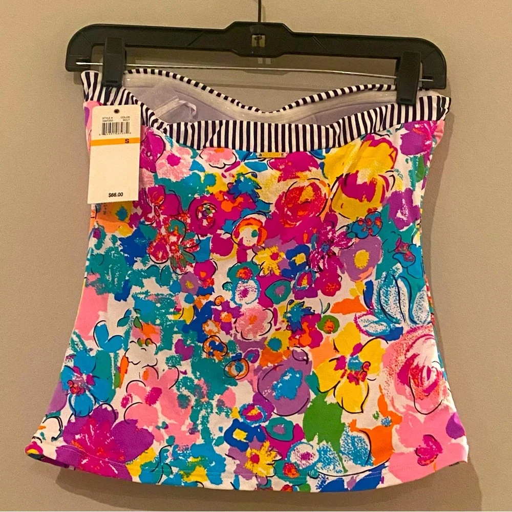Anne Cole Signature Floral Strapless Bathing Suit Top Small S NEW NWT - Picture 3 of 4